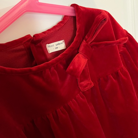 Holoday🎊 NWOT Red Velvet Dress with Bipshop Sleeve and Bow - Picture 2 of 3